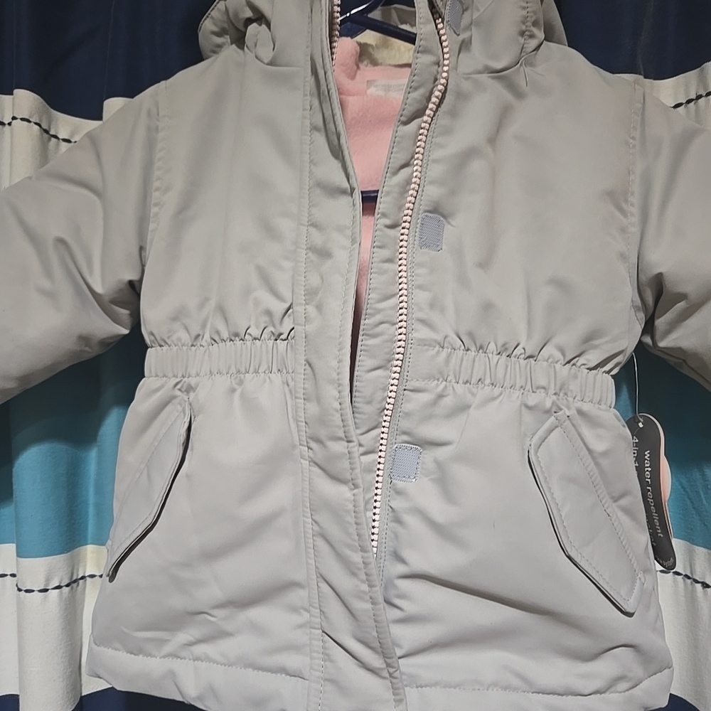 Wonder Nation Light Gray Hooded Puffer Jacket